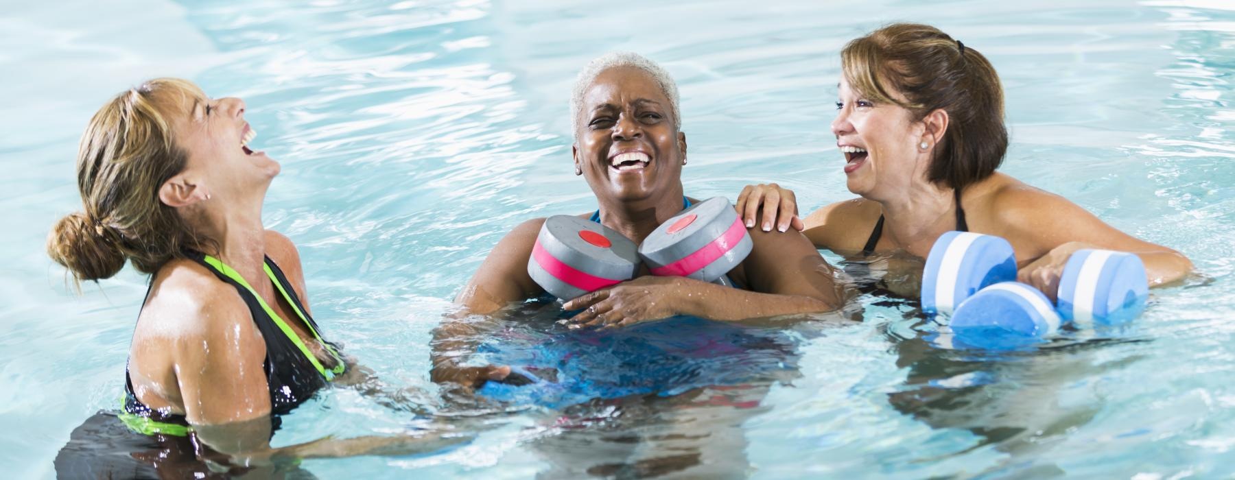 a group of women in the water